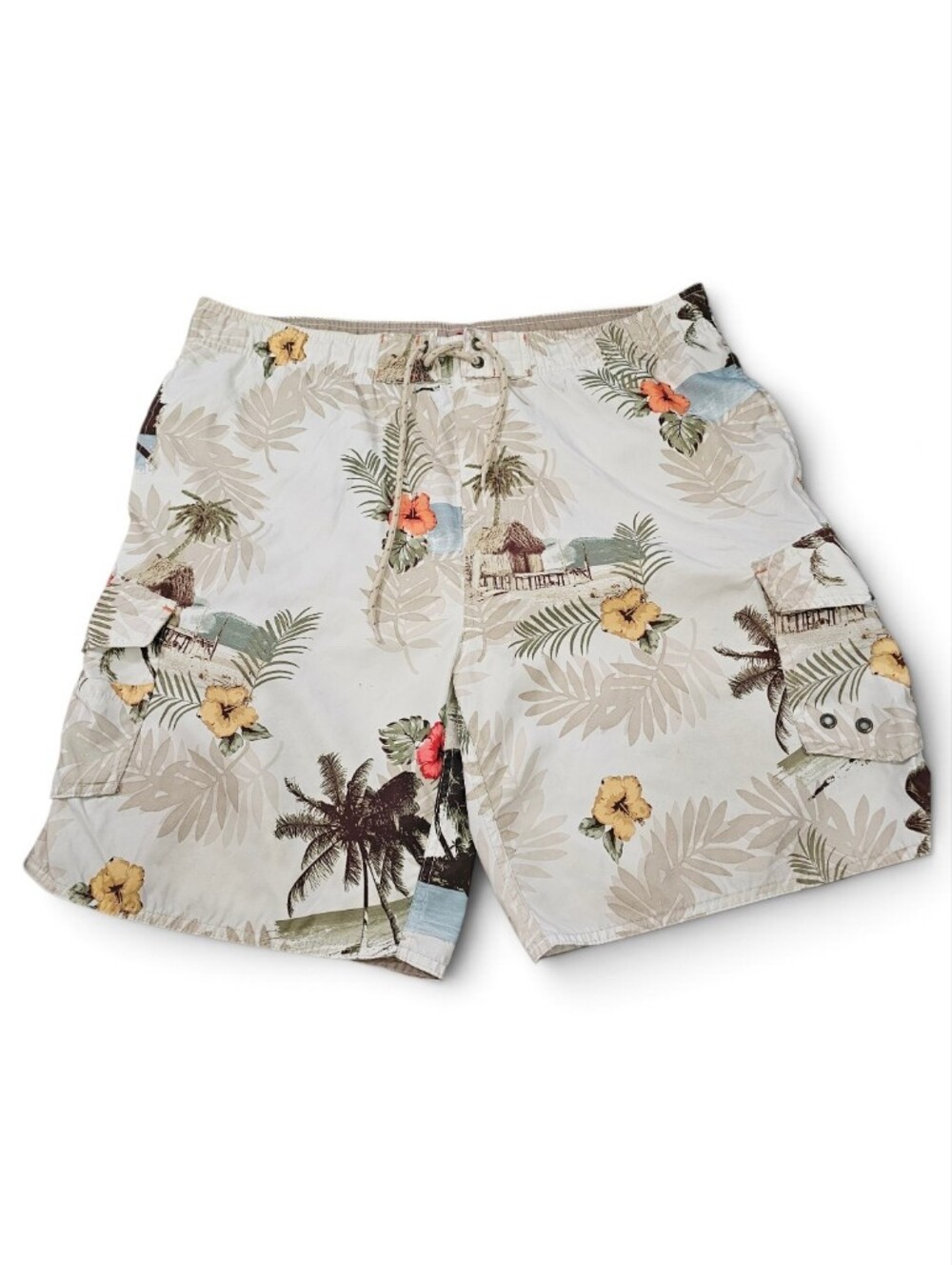 No Bad Days Floral Print Board Shorts Swim Trunks Men's Size L